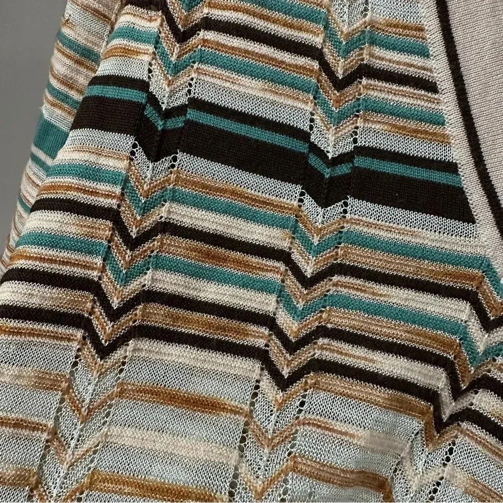 M Missoni Dress Multicolor Knitted V-Neck Long Sleeve Beach Dress Wool Size 8 - Picture 5 of 10